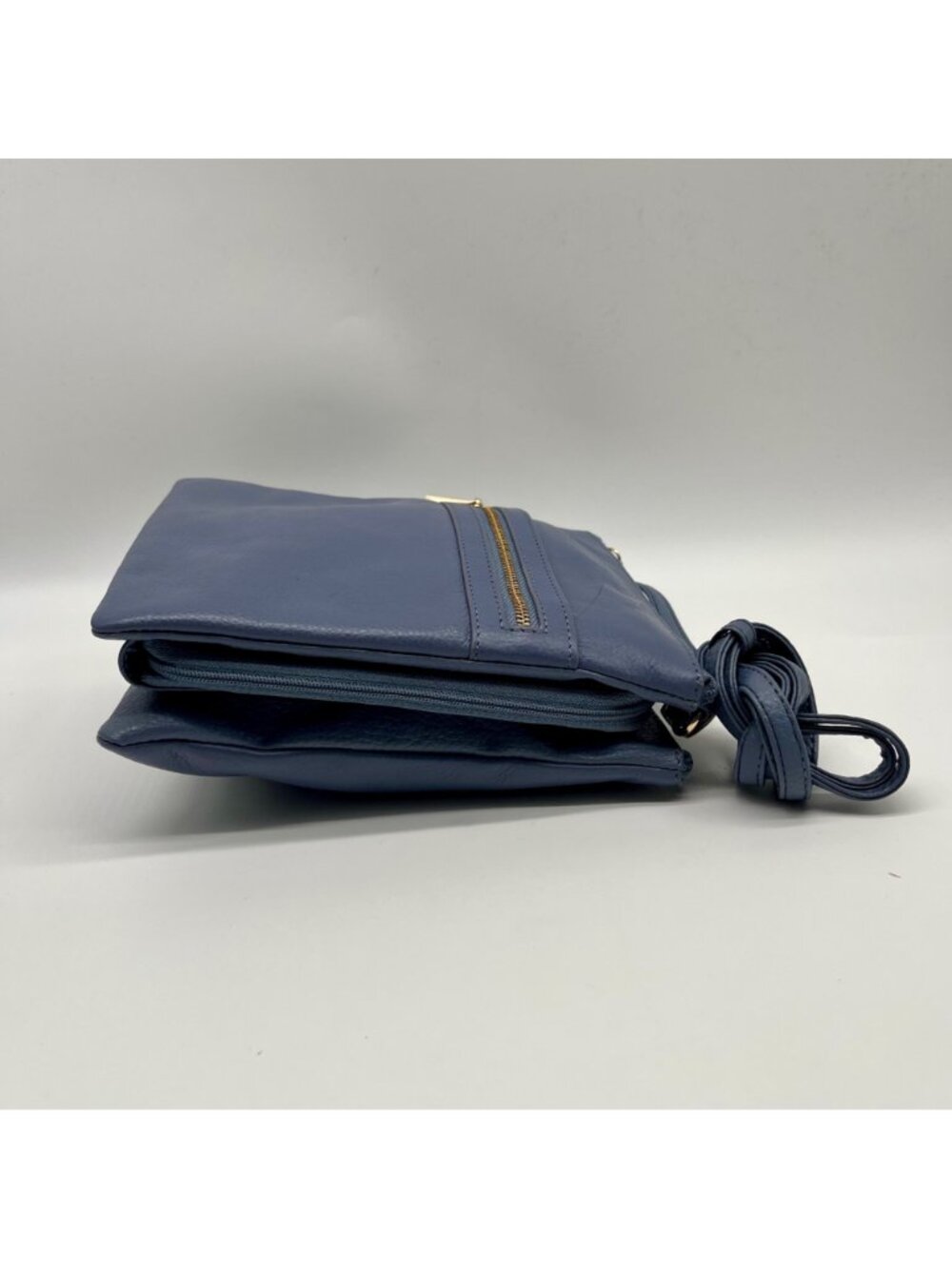Giani Bernini Blue Pebble Leather Triple Zip Dasher Crossbody Bag - Picture 4 of 10